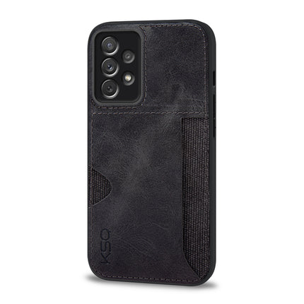 Mobizang Razor Wallet Back Case for Samsung Galaxy A33 (5G) | Slim PU Leather & Fabric Cover with Inbuilt Card Pocket (Black)