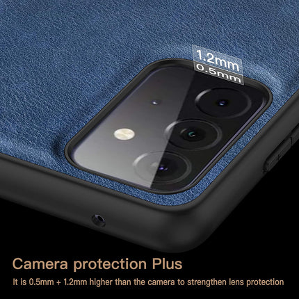 Tux Back Case for Samsun Galaxy A72 , Slim Leather Case with Soft Edge Shockproof Back Cover (Blue)