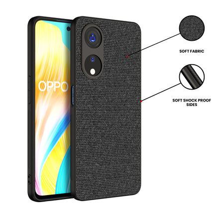 Mobizang Soft Full Fabric Protective Back Case Cover for OPPO F23 | Shockproof Slim Hard Anti Slip Back Case (Black)