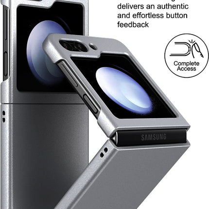 Mobizang Ultra Thin Back Case for Samsung Galaxy Z Flip 5 with Inbuilt Glass | Full Body Protection Hard Back Cover , Grey