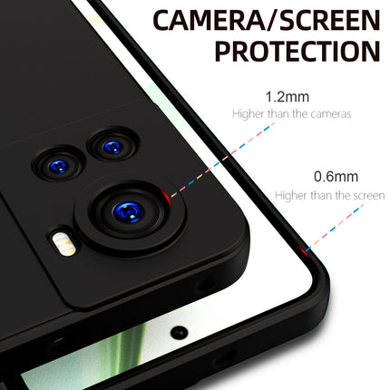 Matte Lens Protective Shockproof Flexible Back Cover for OnePlus 10R, Slim Silicone with Soft Lining Shockproof Flexible Full Body Bumper Case (Black)