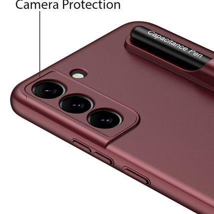 Double Dip Ultra Thin Back Case Cover for Samsung Galaxy S22 Plus , With Inbuilt Removable S Pen Holder (Burgundy)