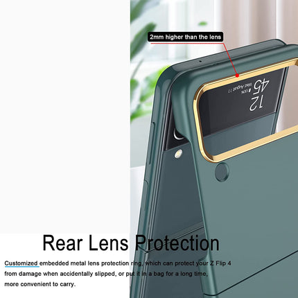 Mobizang Ultra Thin Back Case for Samsung Galaxy Z Flip4, Inbuilt Camera Protecting Ring Back Cover, Green