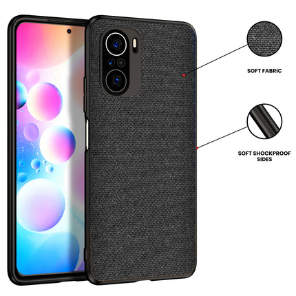 Soft Fabric Hybrid for Xiaomi Mi 11X Pro / Mi 11X Back Cover, Shockproof Protection Slim Hard Back Case (Black)