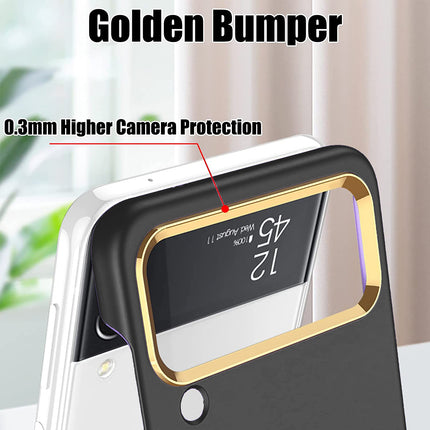 Mobizang Ultra Thin PC Back with Gold Ring for Galaxy Z Flip 4 - Black