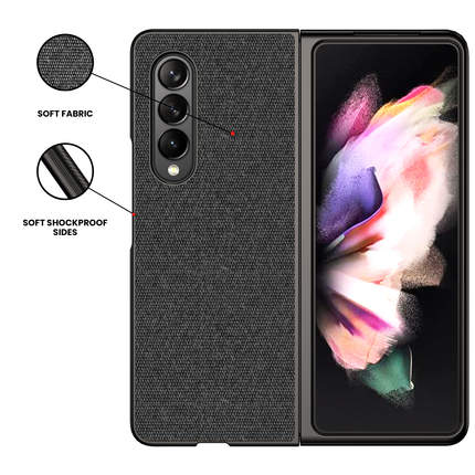 Soft Full Fabric Protective Back Case Cover for Samsung Galaxy Z Fold 3 (Black)
