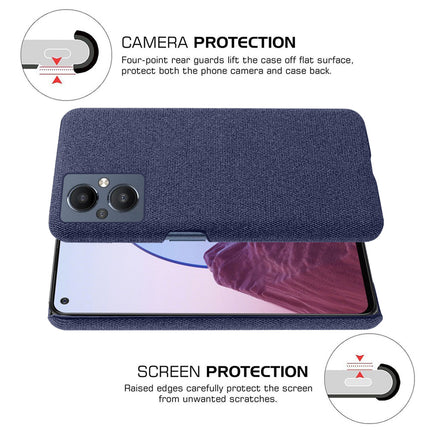 Woven Soft Fabric Case for Oppo F21 PRO (5G) Back Cover, Shock Protection Slim Hard Anti Slip Back Cover (Blue)