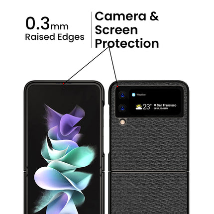 Soft Full Fabric Protective Back Case Cover for Samsung Galaxy Z Flip 3 (Black)