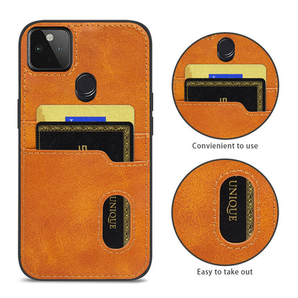 Mobizang Duo Wallet Back Case for Google Pixel 5A , Slim Protective PU Leather Cover With Dual Inbuilt Card Pockets (Brown)