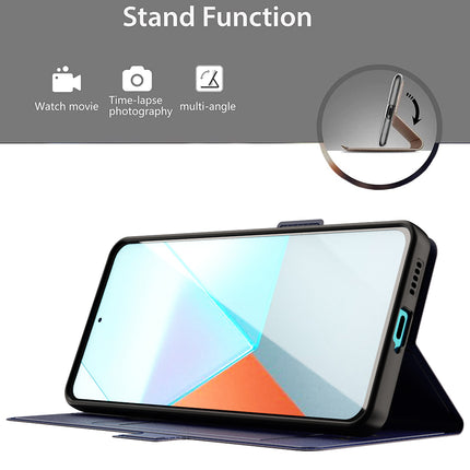 Mobizang Noble Slim Magnetic Leather Flip Case Cover for Poco X6 PRO / Redmi Note 13 PRO | Card Holder Stand Leather Flip Wallet Case (Blue)