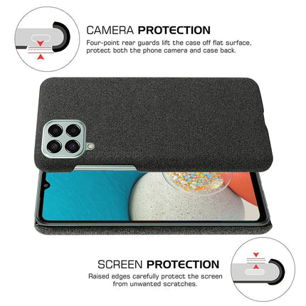Mobizang Woven Soft Fabric Case for Samsung Galaxy M53 (5G) Back Cover, Shock Protection Slim Hard Anti Slip Back Cover (Black)