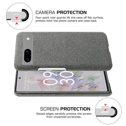 Mobizang Woven Soft Fabric Case for Google Pixel 7A Back Cover , Slim Hard Anti Slip Cover (Grey)