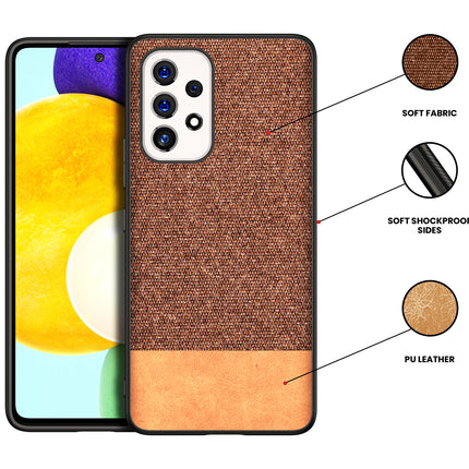 Soft Fabric & Leather Hybrid Protective Back Case Cover for Samsung Galaxy A33 (5G) (Brown)