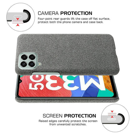 Mobizang Woven Soft Fabric Case for Samsung Galaxy M33 (5G) Back Cover,  Shock Protection Slim Hard Anti Slip Back Cover (Grey)