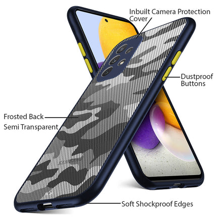 Camouflage Paper Thin Back Cover For Samsung Galaxy A72 , Super Slim Matte Translucent Full Protection Back Case (Blue)