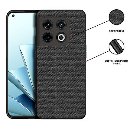 Soft Full Fabric Protective Back Case Cover for OnePlus 10 Pro (Black)
