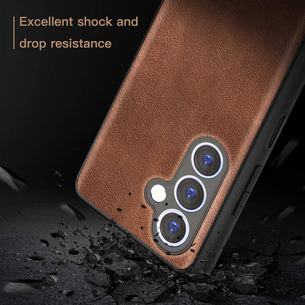 Mobizang Tux Leather Back Cover for Samsung Galaxy F34 (5G) / M34 (5G) | Slim Shockproof Camera Protection Bumper Case (Brown)