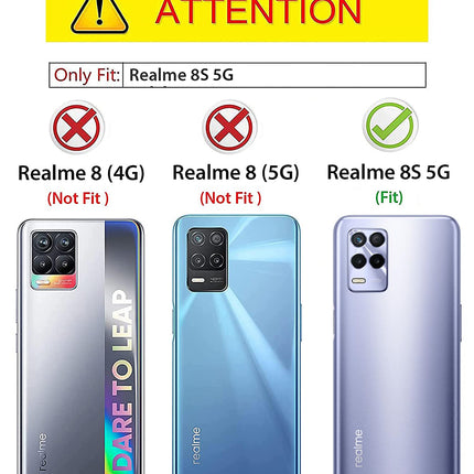 Soft Fabric & Leather Hybrid Protective Case Cover for Realme 8S (5G) (Black,Brown)