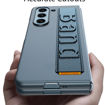 Mobizang Shockproof Protective Band Back Cover for Z Fold 5 | Wrist Strap Case With Inbuilt Screen Tempered Glass , Green