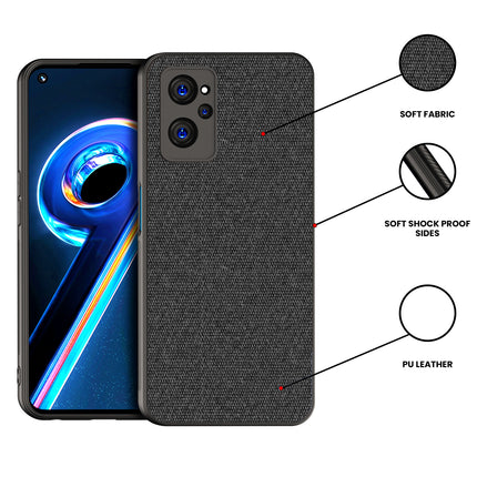 Soft Fabric Hybrid Protective Back Case Cover for Realme 9i (Black)