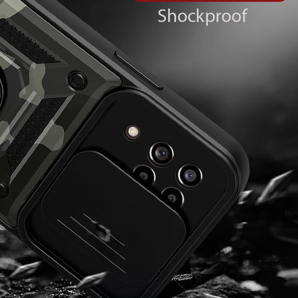 Mobizang Tank Back Cover for Samsung Galaxy M33 (5G) , Ring + Slider Shockproof Lens Protection Case (Black)