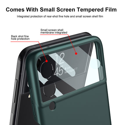 Mobizang Ultra Thin Back Case for Samsung Galaxy Z Flip4, Inbuilt Glass Window Back Cover, Green