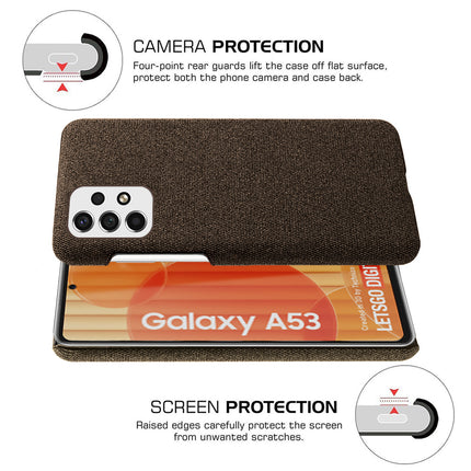 Mobizang Woven Soft Fabric Case for Samsung Galaxy A53 (5G) Back Cover, Shock Protection Slim Hard Anti Slip Back Cover (Brown)