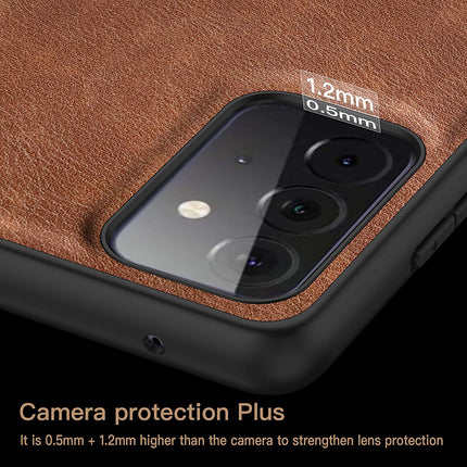 Tux Back Case for Samsun Galaxy A72 , Slim Leather Case with Soft Edge Shockproof Back Cover (Brown)