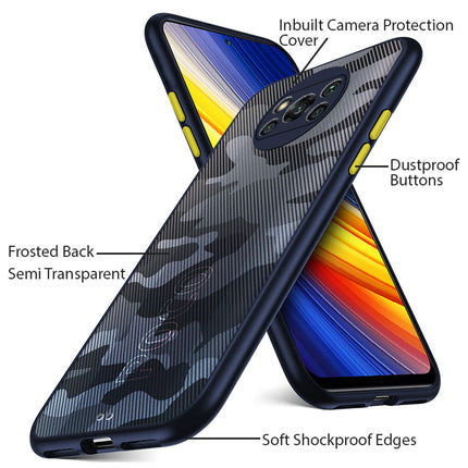 Camouflage Paper Thin Back Cover for Poco X3 Pro / Poco X3 , Super Slim Matte Translucent Full Protection Back Case (Blue)