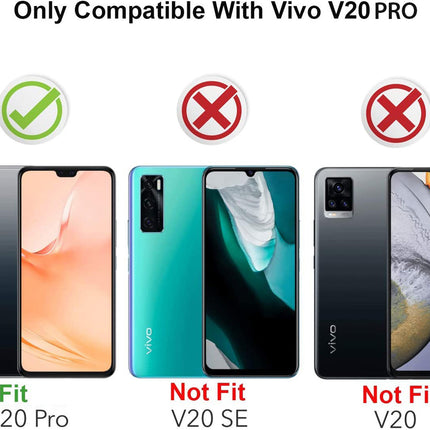 Slider Back Cover for Vivo V20 Pro , [Military Grade Protection] Shockproof Slim Clear Camera Shield Bumper Back Case (Black)