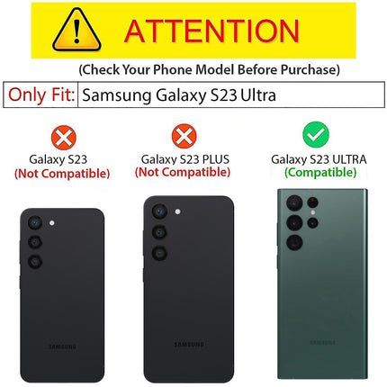 Mobizang Razor Wallet Back Case for Samsung Galaxy S23 Ultra | Slim PU Leather & Fabric Cover with Inbuilt Card Pocket (Black)