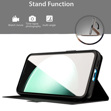 Mobizang Noble Slim Magnetic Leather Flip Case Cover for Samsung Galaxy S23 FE | Card Holder Stand Leather Flip Wallet Case (Black)