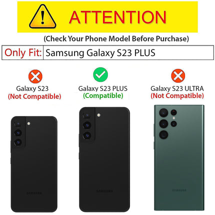 Mobizang Tank Back Cover for Samsung Galaxy S23 Plus , Inbuilt Ring + Slider Shockproof Lens Protection Case (Black)