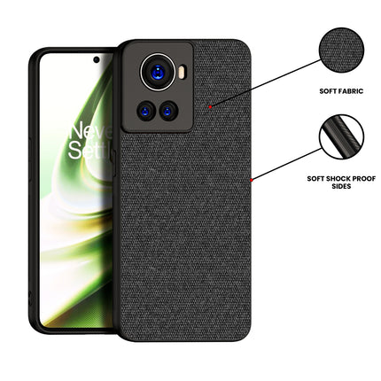 Soft Fabric Hybrid Protective Back Case Cover for Oneplus 10R (Black)