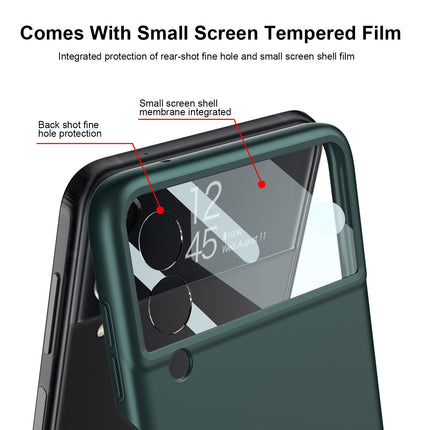 Ultra Thin Back Case for Samsung Galaxy Z Flip 3 , Inbuilt Glass Window Back Cover , Green
