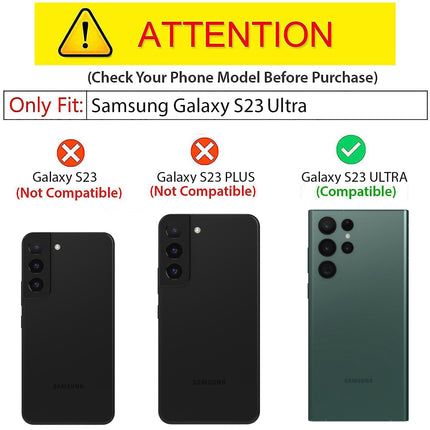 Mobizang Tank Back Cover for Samsung Galaxy S23 Ultra , Inbuilt Ring + Slider Shockproof Lens Protection Case, Black
