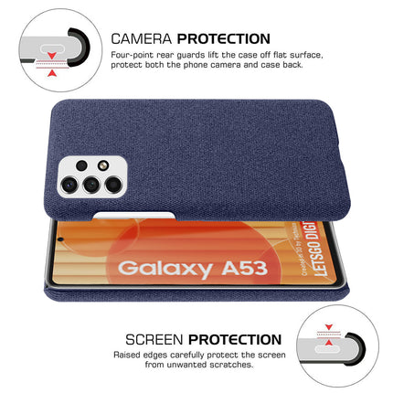 Mobizang Woven Soft Fabric Case for Samsung Galaxy A53 (5G) Back Cover,  Shock Protection Slim Hard Anti Slip Back Cover (Blue)