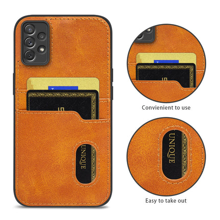Mobizang Duo Wallet Back Case for Samsung Galaxy A73 (5G) , Slim Protective PU Leather Cover With Dual Inbuilt Card Pockets (Brown)
