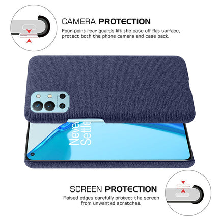 Woven Soft Fabric Case for OnePlus 9R / One Plus 9R Back Cover, Shock Protection Slim Hard Anti Slip Back Cover (Blue)