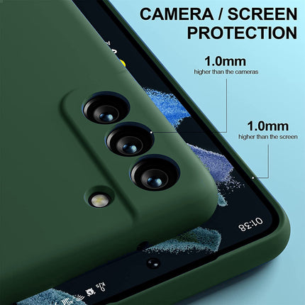 Matte Lens Protective Back Cover for Samsung Galaxy S21 FE , Slim Silicone with Soft Lining Shockproof Flexible Full Body Bumper Case (Green)