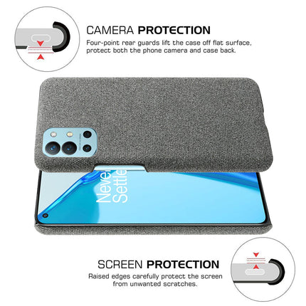 Woven Soft Fabric Case for OnePlus 9R / One Plus 9R Back Cover, Shock Protection Slim Hard Anti Slip Back Cover (Grey)