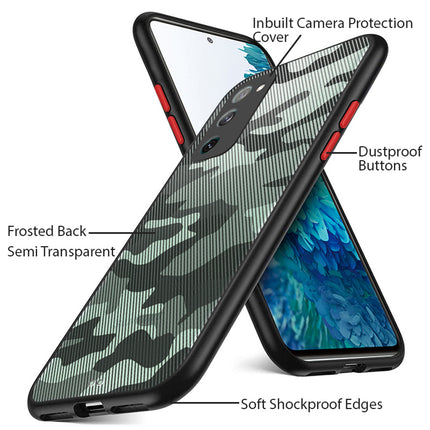 Camouflage Paper Thin Back Cover For Samsung Galaxy S20 FE , Super Slim Matte Translucent Full Protection Back Case (Black)