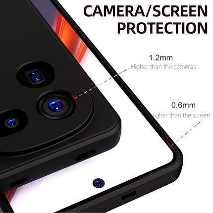Mobizang Matte Protective Lens Flexible Back Cover for Iqoo 12 (5G) | Slim Silicone with Soft Lining Shockproof Full Body Bumper Case (Black)