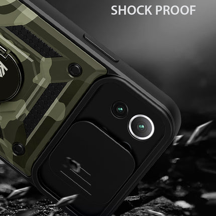 Tank Back Cover for Xiaomi Mi 11 Lite , Inbuilt Ring & Slider [Military Grade Protection] Shockproof Lens Protection Case (Green)
