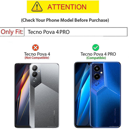 Mobizang Tank Back Cover for Tecno Pova 4 Pro | Inbuilt Ring + Slider Shockproof Lens Protection Case (Black)
