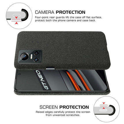 Mobizang Woven Soft Fabric Case for Realme GT Neo 3 (5G) Back Cover,  Shock Protection Slim Hard Anti Slip Back Cover (Black)