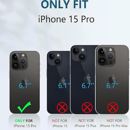 Mobizang Warrior Acrylic Clear Back Cover For Apple iPhone 15 Pro | Slim Shockproof [Military Grade Protection] Hybrid Bumper Case (Purple Sides)