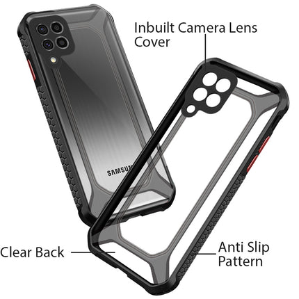 Unicorn for Samsung Galaxy F62 Clear Back Case, [Military Grade Protection] Shock Proof Slim Hybrid Bumper Cover (Black)