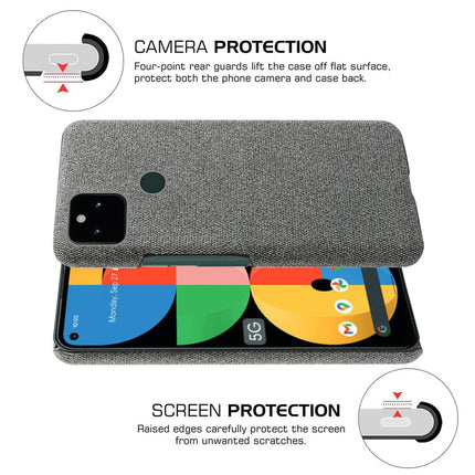 Woven Soft Fabric Case for Google Pixel 5A Back Cover, Shock Protection Slim Hard Anti Slip Back Cover (Grey)