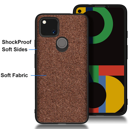 Soft Full Fabric Protective Shockproof Back Case Cover for Google Pixel 4A (Full Brown)